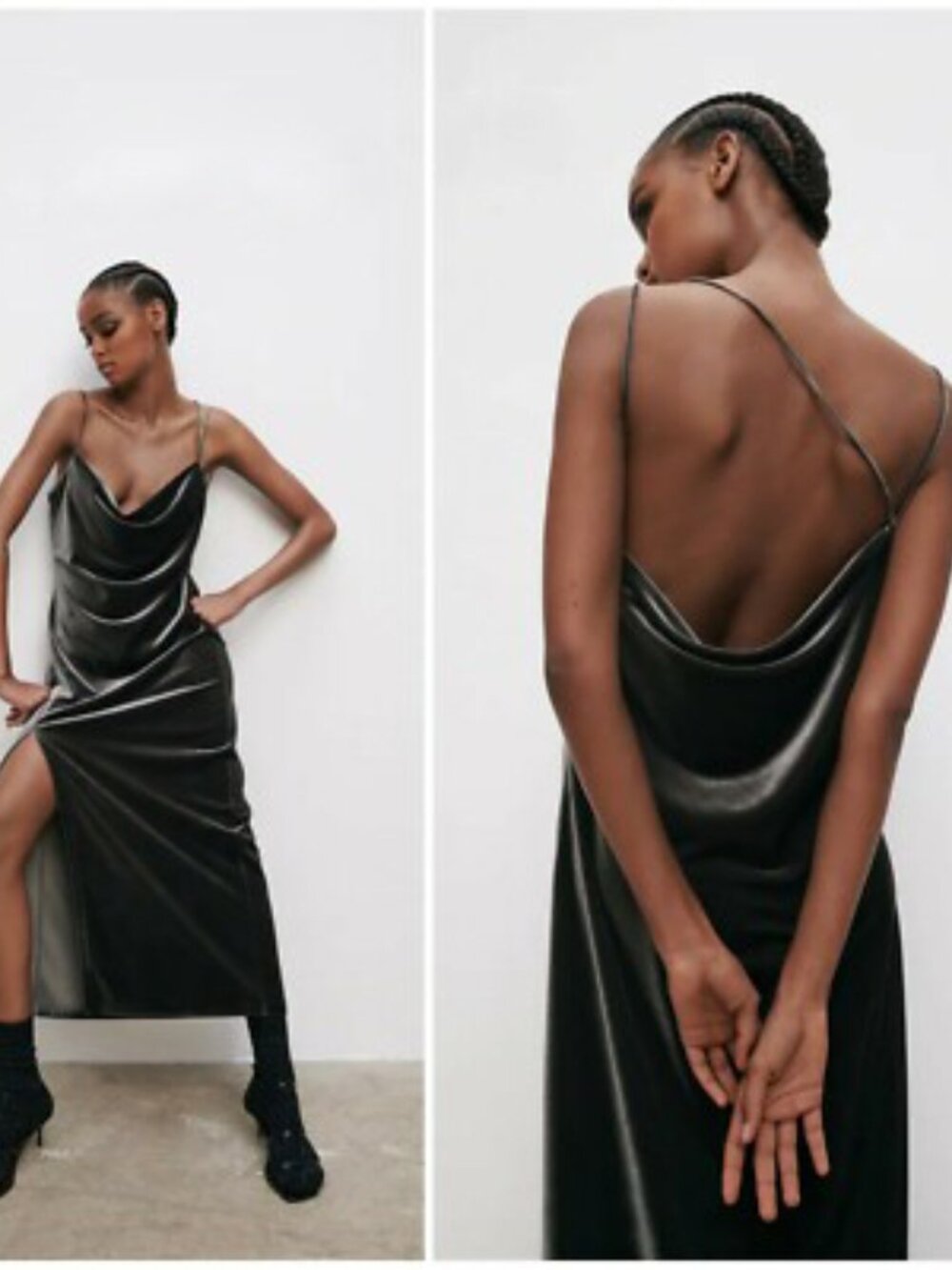 Zara XXL Gray Velvet Slip Dress